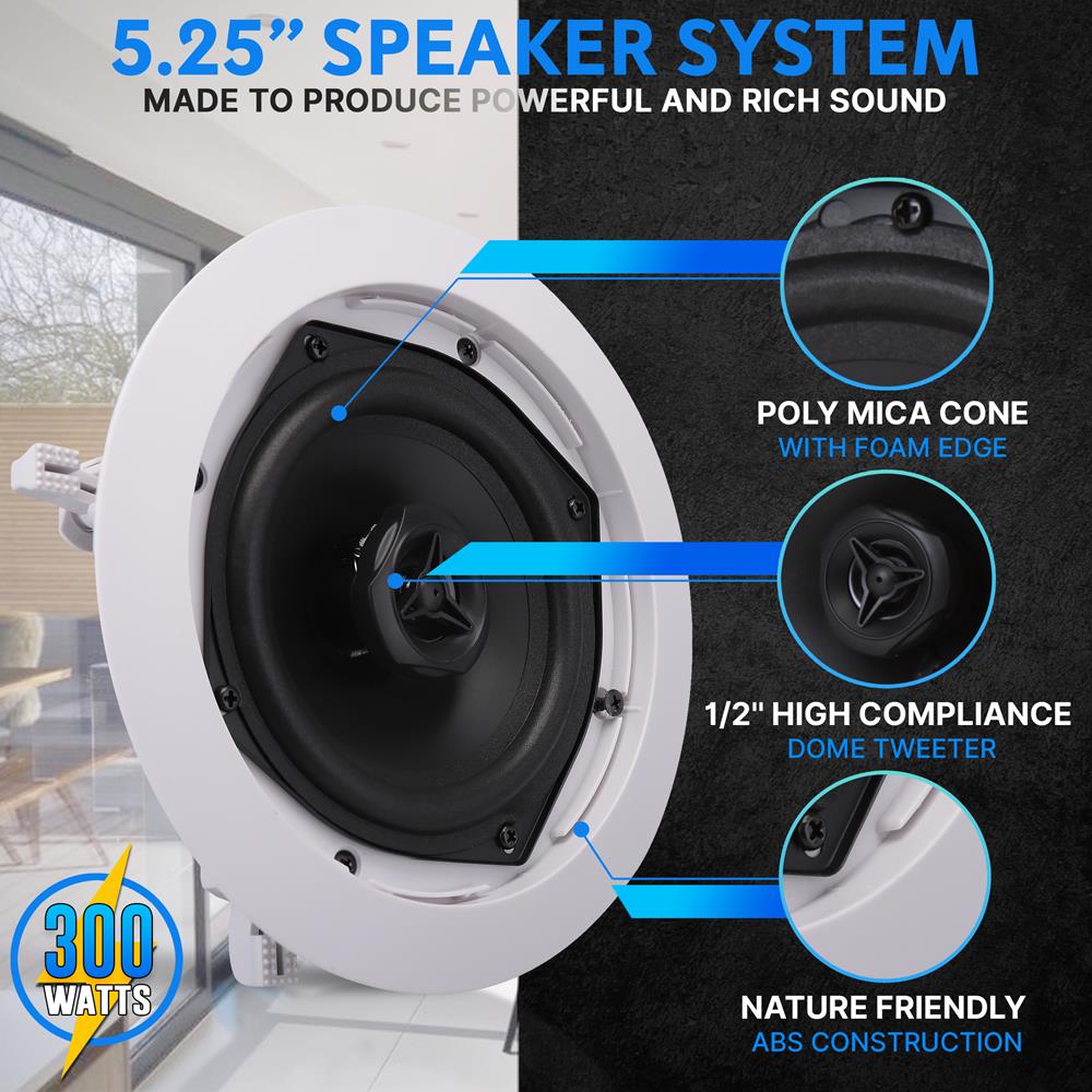 product image number 3 for Pyle 5.25’’ In-Wall / Ceiling Speakers