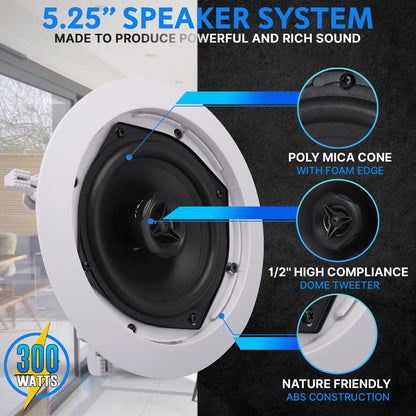 product image number 3 for Pyle 5.25’’ In-Wall / Ceiling Speakers