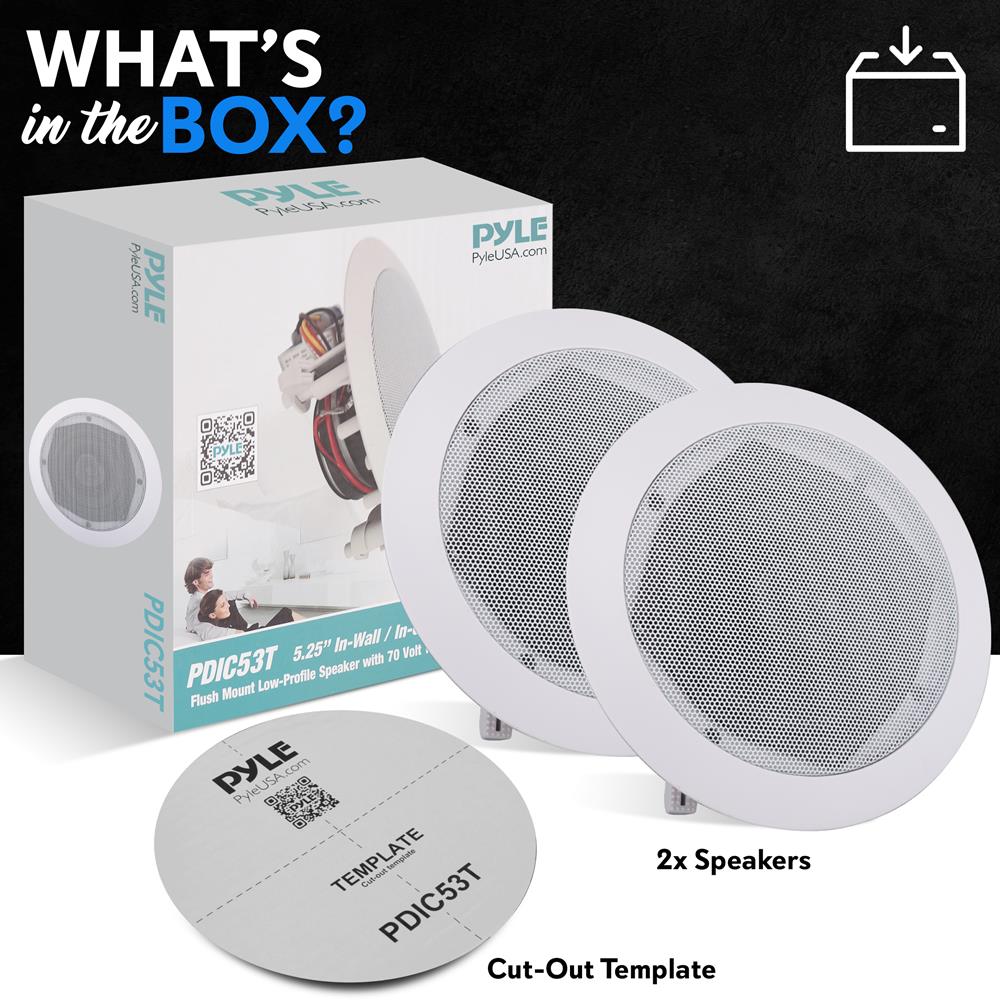 Ceiling/Wall Speaker 300W Flush Mount 2-Way Stereo White