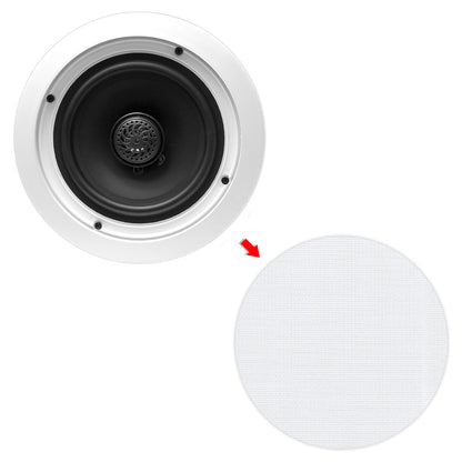 6.5" Ceiling Speakers Pair, 2-Way Stereo, 250W, Flush Mount, White