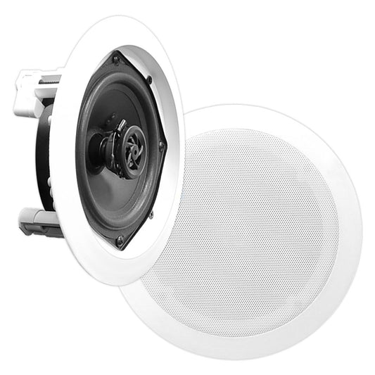 6.5" Ceiling Speakers Pair, 2-Way Sound, Easy Flush Mount, White