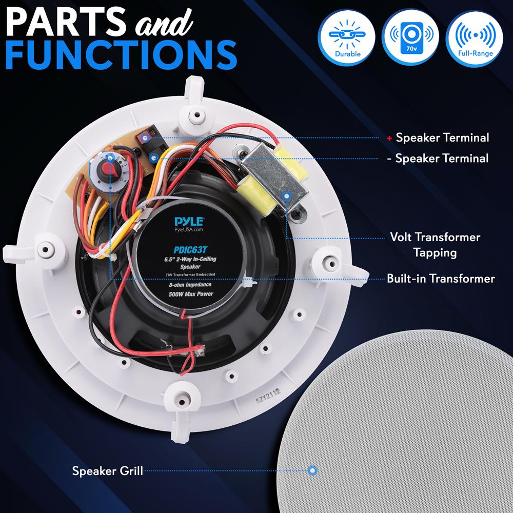 product image number 2 for Pyle 6.5’’ In-Wall / Ceiling Speakers