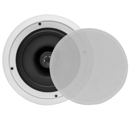 8" 250W Flush Mount Speakers, 2-Way Stereo, Polymer Tweeter, White (4 Pack)