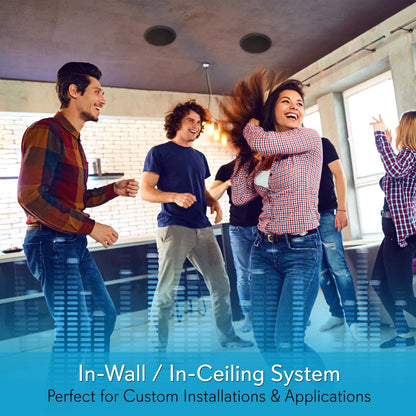 8" Ceiling Speakers Pair, Easy Install, 250W, Flush Mount