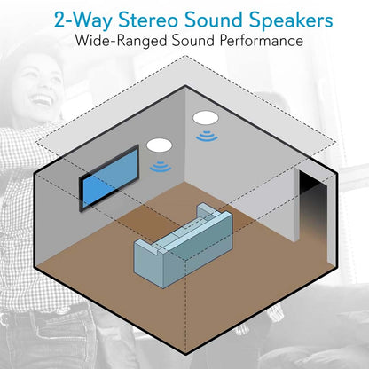 8" Ceiling Speakers Pair, Easy Install, 250W, Flush Mount