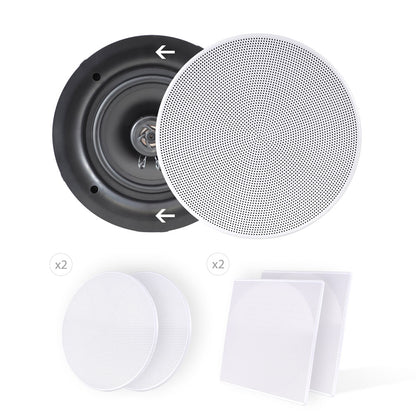 8" Ceiling Wall Speakers Pair, 250W, 2-Way Stereo, Flush Mount