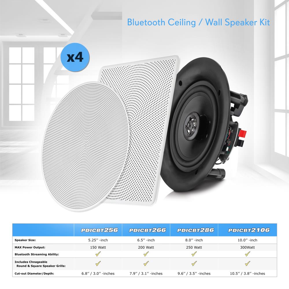 6.5" Bluetooth Ceiling/Wall Speakers 200W 2-Way Stereo, Easy Install - Thumbnail 3