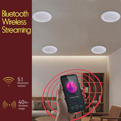 8" Bluetooth Ceiling Speaker Kit, 250W, 2-Way Stereo, Flush Mount