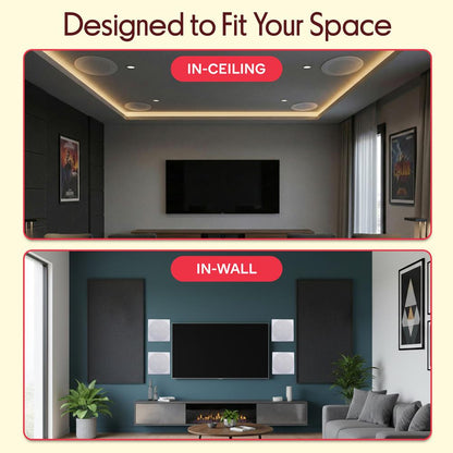 8" Bluetooth Ceiling Speaker Kit, 250W, 2-Way Stereo, Flush Mount