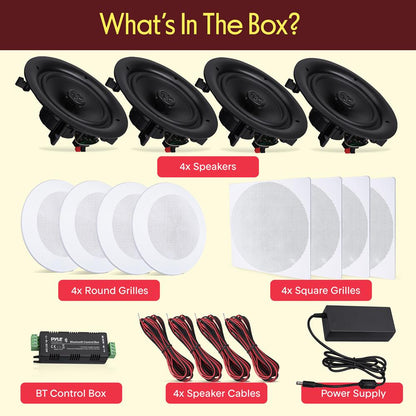 8" Bluetooth Ceiling Speaker Kit, 250W, 2-Way Stereo, Flush Mount