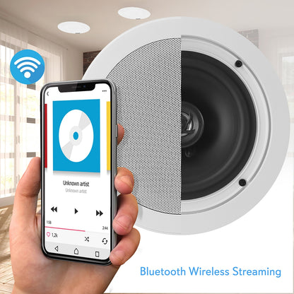 5.25" Bluetooth Ceiling/Wall Speakers 150W Flush Mount Poly Cone