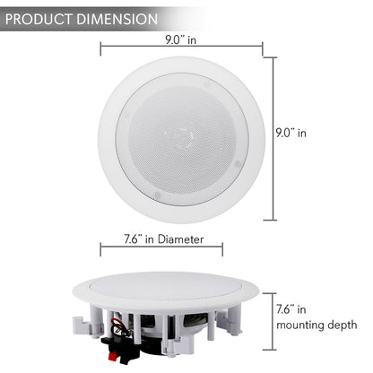 6.5" Bluetooth Ceiling Speakers 200W Flush Mount Polypropylene Cone