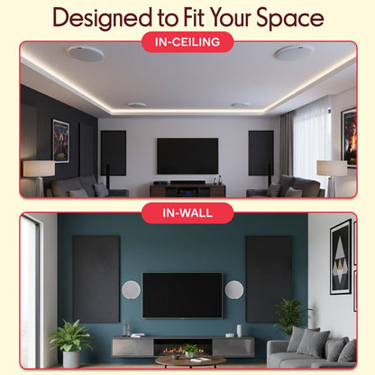 6.5" Bluetooth Ceiling/Wall Speakers 300W Dual Cone & Tweeter White