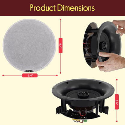 6.5" Bluetooth Ceiling/Wall Speakers 300W Dual Cone & Tweeter White