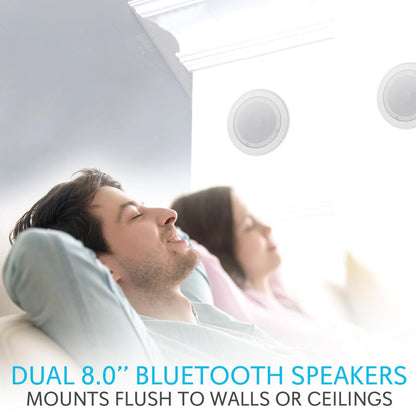 8" Bluetooth Ceiling Speakers 250W Polypropylene Cone Flush Mount