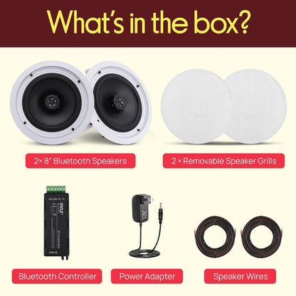8" Bluetooth Ceiling Speakers 250W Polypropylene Cone Flush Mount