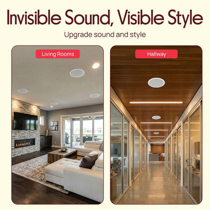 8" Bluetooth Ceiling Speakers 250W Polypropylene Cone Flush Mount