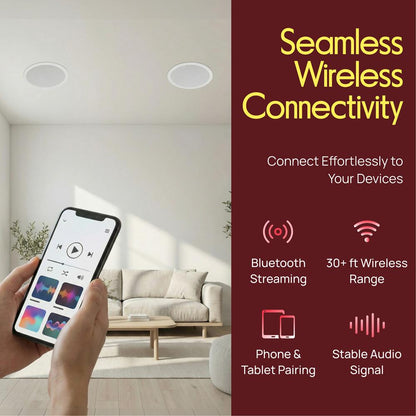 8" Bluetooth Ceiling Speakers 250W Polypropylene Cone Flush Mount
