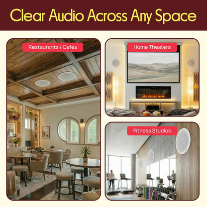 8" Bluetooth Ceiling Speakers 250W Polypropylene Cone Flush Mount