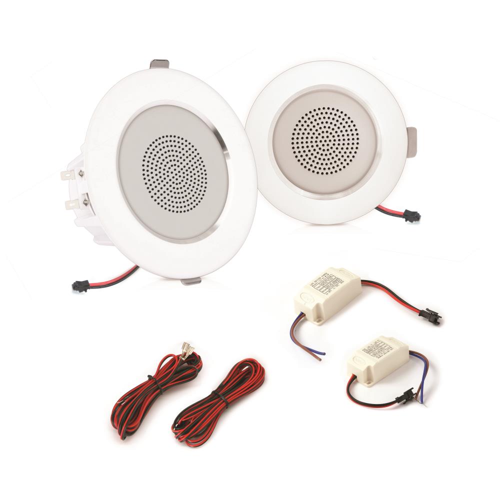 4" In-Wall/Ceiling Speakers, LED Lights, Aluminum Frame, 160W, White - Thumbnail 4