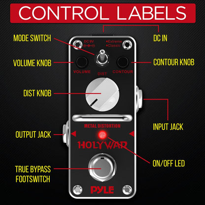 electric guitar distortion pedal Guitar Distortion Pedal, True Bypass, Aluminum Casing, LED Indicator – Pyle USA