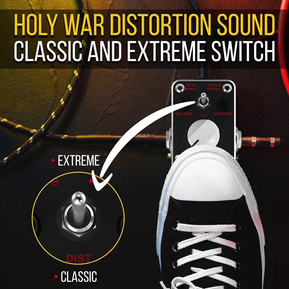 Guitar Distortion Pedal, True Bypass, Aluminum Casing, LED