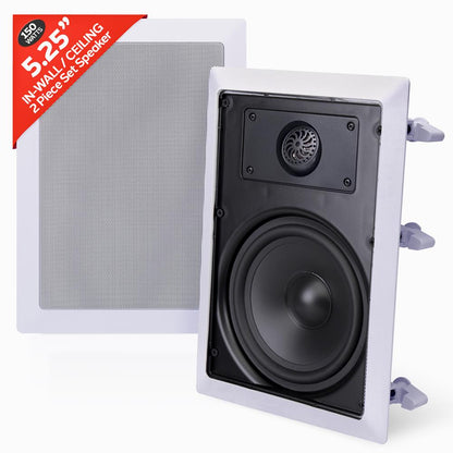 In-Wall/Ceiling Speakers 150W Flush Mount 2-Way Stereo White (Pair)