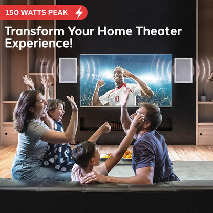 In-Wall/Ceiling Speakers 150W Flush Mount 2-Way Stereo White (Pair)