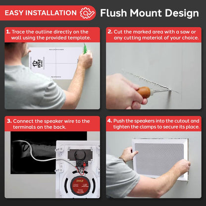 In-Wall/Ceiling Speakers 150W Flush Mount 2-Way Stereo White (Pair)