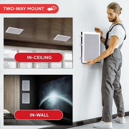In-Wall/Ceiling Speakers 150W Flush Mount 2-Way Stereo White (Pair)