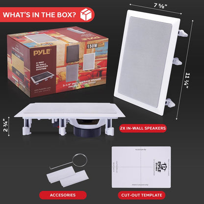 In-Wall/Ceiling Speakers 150W Flush Mount 2-Way Stereo White (Pair)