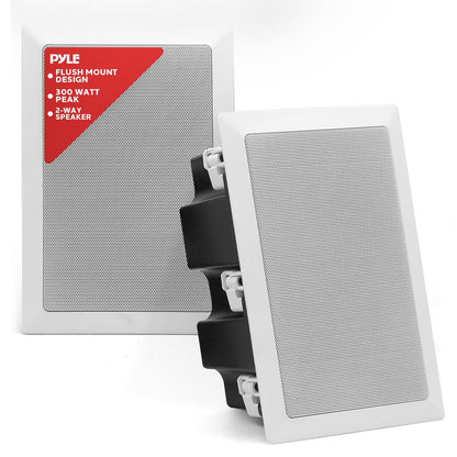 In-Wall/Ceiling Speakers, 2-Way Stereo, 5.25" Woofers, Flush Mount, White
