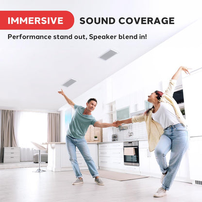In-Wall/Ceiling Speakers, 2-Way Stereo, 5.25" Woofers, Flush Mount, White