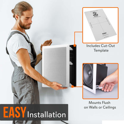 Ceiling Wall Speaker 400W Deep Bass 6.5" Enclosed System White