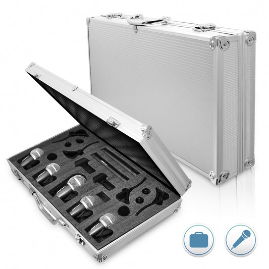 7-Piece Drum Mic Kit for Precise Recording with Case & Mounts