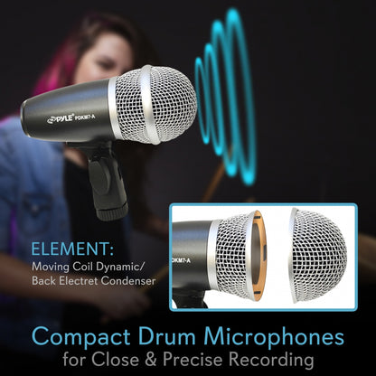 7-Piece Drum Mic Kit for Precise Recording with Case & Mounts