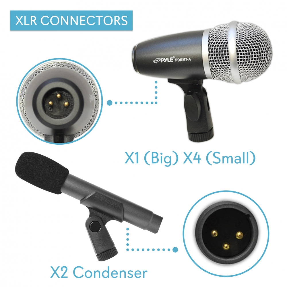 7-Piece Drum Mic Kit for Precise Recording with Case & Mounts