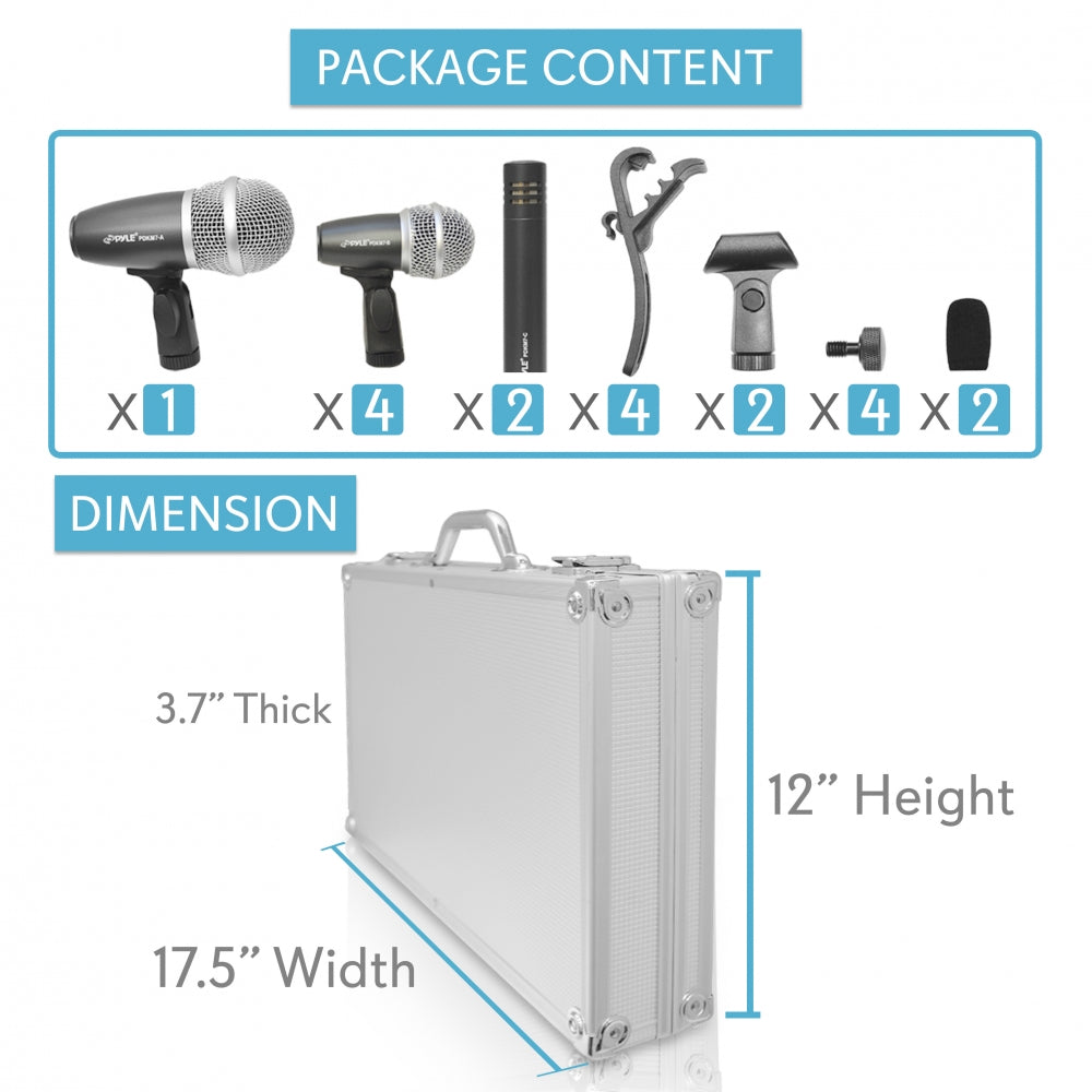 7-Piece Drum Mic Kit for Precise Recording with Case & Mounts
