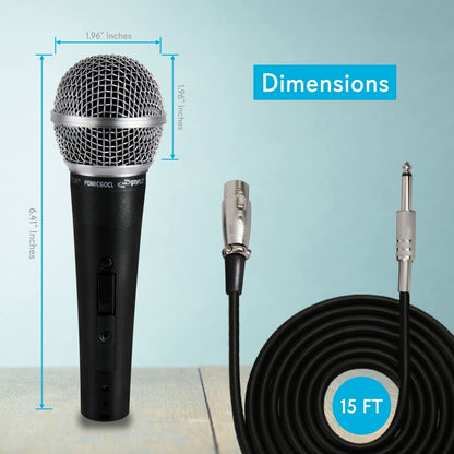 Dynamic Vocal Microphone - High Signal Output - Zinc Alloy - Includes 15ft Cable