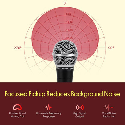 Dynamic Vocal Microphone - High Signal Output - Zinc Alloy - Includes 15ft Cable