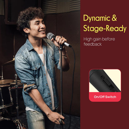 Dynamic Vocal Microphone - High Signal Output - Zinc Alloy - Includes 15ft Cable