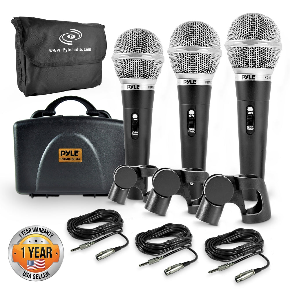 配信機器・PA機器・レコーディング機器 TRIO MC-41 DYNAMIC MICROPHONE 3-Piece Dynamic Microphone Kit High Output Zinc Alloy 26ft XLR