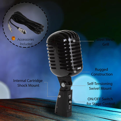 Retro Dynamic Vocal Microphone - Voice Clarity - Built-in Pop Filter