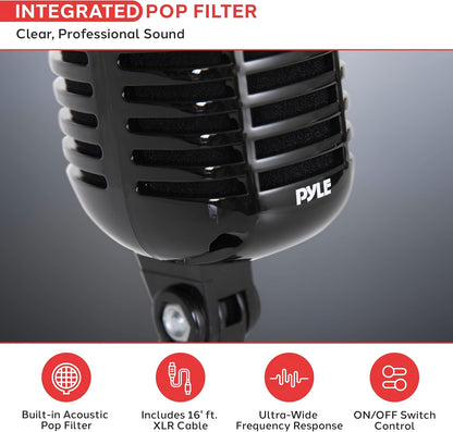 Retro Dynamic Vocal Microphone - Voice Clarity - Built-in Pop Filter