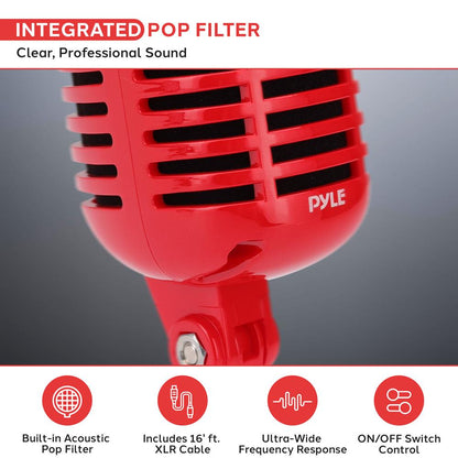 Retro Dynamic Vocal Microphone - Voice Clarity - Red