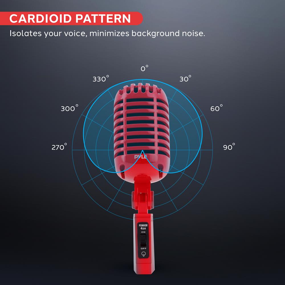 Retro Dynamic Vocal Microphone - Voice Clarity - Red – Pyle USA