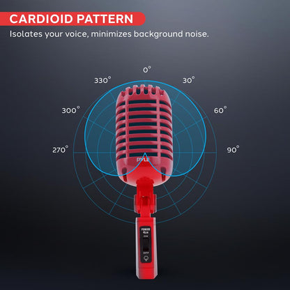 Retro Dynamic Vocal Microphone - Voice Clarity - Red