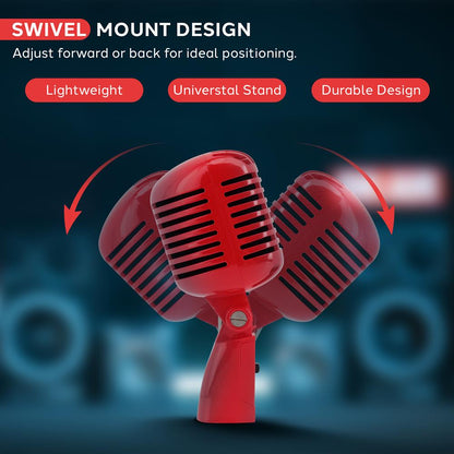 Retro Dynamic Vocal Microphone - Voice Clarity - Red