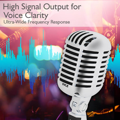 Retro Dynamic Vocal Microphone - High Clarity - Unidirectional - Silver