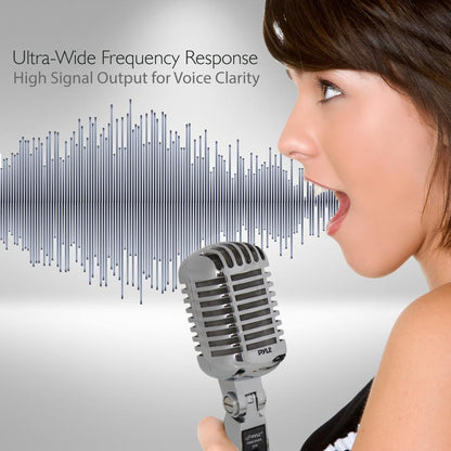 Retro Dynamic Vocal Microphone - High Clarity - Die-Cast Metal - Silver